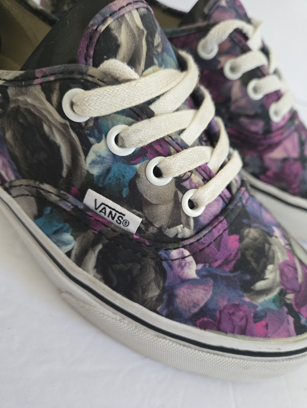 Vans Authentic Floral Roses Purple Blue Shoes Size 7.5 - Picture 2 of 13